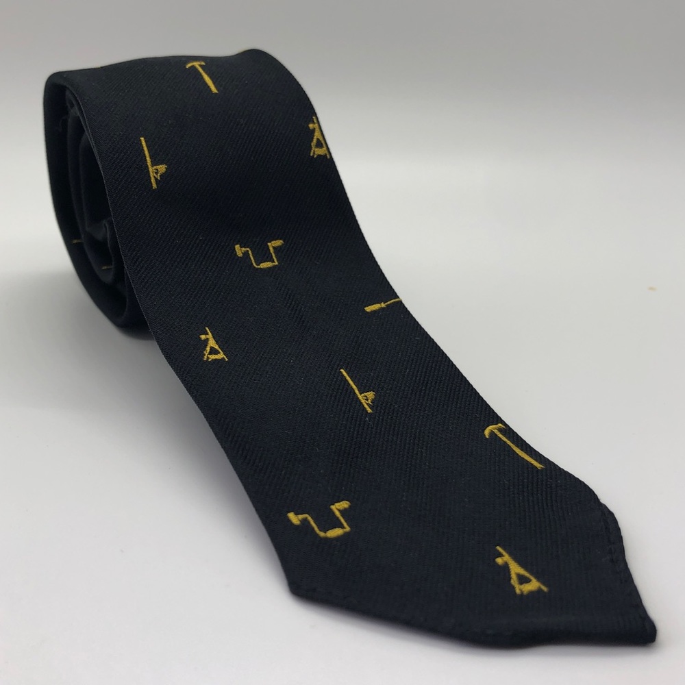 VTG Skinny Silk Tie Novelty Print Tools Carpenter Woodworking
